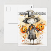 かわいいハロウィンの人形イラスト ポストカード (正面/裏面)