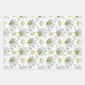 かわいいハロウィンの仮装の動物が青を扱う ラッピングペーパーシート (正面3)