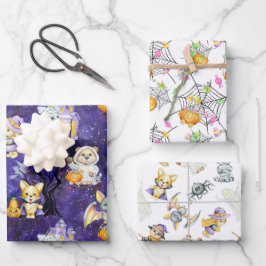 かわいいハロウィンの仮装の動物のおやつ ラッピングペーパーシート