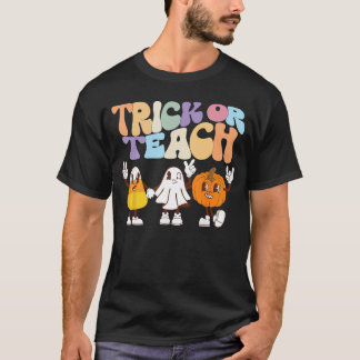 かわいいハロウィンの先生の男の子トリック・オア・トリート Tシャツ