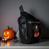 かわいいハロウィンの吸血鬼の女の子とジャックオーランタン スリングバッグ