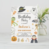 かわいいハロウィンの子供たちの誕生日パーティーの招待状 招待状 (スタンド正面)