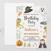 かわいいハロウィンの子供たちの誕生日パーティーの招待状 招待状 (正面/裏面)