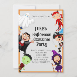 かわいいハロウィンの子供の衣装パーティー 招待状