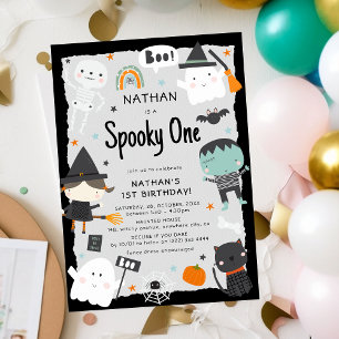 かわいいハロウィンの子供の1歳の誕生日 招待状