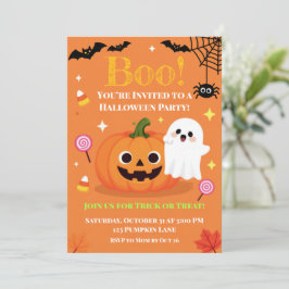 かわいいハロウィンの子供パーティーの招待状 | フレンドリー サンキューカード
