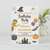 かわいいハロウィンの子供パーティー招待状 招待状 (スタンド正面)
