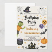 かわいいハロウィンの子供パーティー招待状 招待状 (正面/裏面)