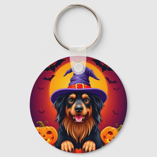 🐶🎃 かわいいハロウィンの子犬デザイン 👻✨ キーホルダー (正面)
