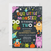 かわいいハロウィンの小さなモンスターが２歳になる 招待状 (正面)