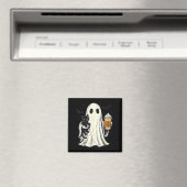 かわいいハロウィンの幽霊が黒猫を持つ 秋のコーヒー マグネット (インサイチュ (食洗機))