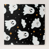 かわいいハロウィンの幽霊と星空 ジグソーパズル (横)