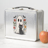 かわいいハロウィンの幽霊と猫 メタルランチボックス (インサイチュ)