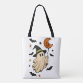 かわいいハロウィンの幽霊と魔法使いの帽子 トートバッグ (裏面)