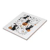 かわいいハロウィンの幽霊にゃんこ タイル (側面)