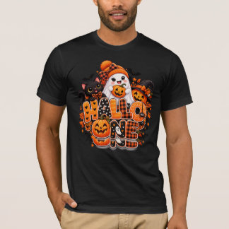 かわいいハロウィンの幽霊のかぼちゃの黒いTシャツ – ハッピー Tシャツ