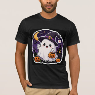 かわいいハロウィンの幽霊のかぼちゃステッカーTシャツ Tシャツ