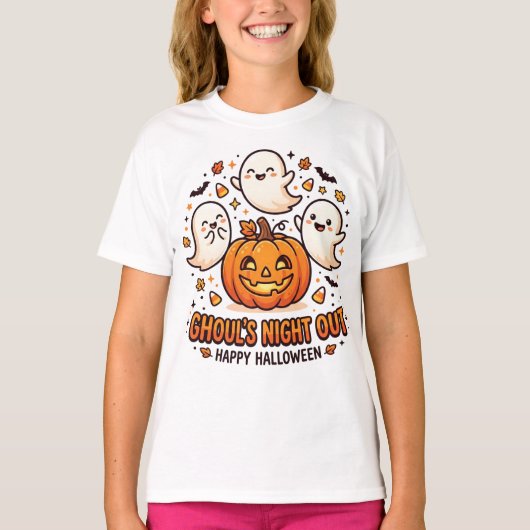 かわいいハロウィンの幽霊のかぼちゃTシャツ Tシャツ (正面)