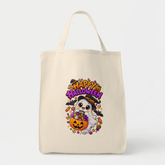 かわいいハロウィンの幽霊のキャンディパンプキン トートバッグ