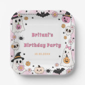 かわいいハロウィンの幽霊のスプークタキュラー誕生日 ペーパープレート (正面)