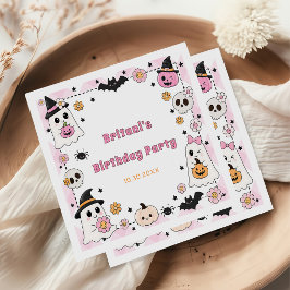 かわいいハロウィンの幽霊のスプークタクラー誕生日 スタンダードカクテルナプキン