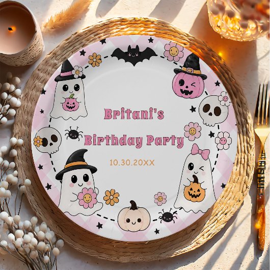 かわいいハロウィンの幽霊のスプークタクラー誕生日 ペーパープレート