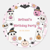 かわいいハロウィンの幽霊のスプークタクラー誕生日 ラウンドシール (正面)