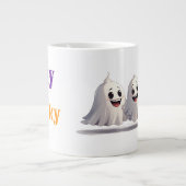かわいいハロウィンの幽霊のスマイル 👻 ジャンボコーヒーマグカップ (正面)