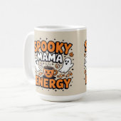 かわいいハロウィンの幽霊のママエネルギー コーヒーマグカップ (正面左)