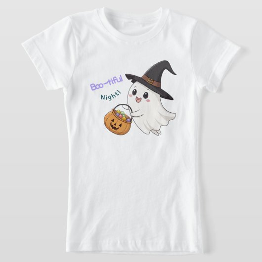 かわいいハロウィンの幽霊の子供用Tシャツ Tシャツ (レイダウン)