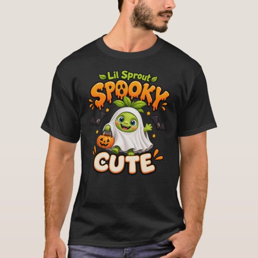 かわいいハロウィンの幽霊の小さな芽 Tシャツ (正面)