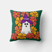 かわいいハロウィンの幽霊の花畑 クッション (裏面)