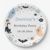 かわいいハロウィンの幽霊の誕生日パーティー ペーパープレート (正面)