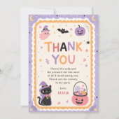 かわいいハロウィンの幽霊の誕生日 サンキューカード (正面)