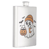 かわいいハロウィンの幽霊オレンジ色のビーニー帽秋の精神 フラスク (右)