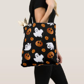かわいいハロウィンの幽霊カボチャ柄 トートバッグ (クローズアップ)
