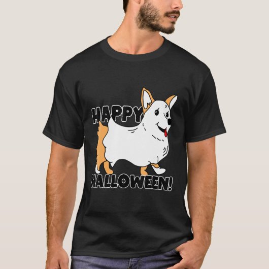 かわいいハロウィンの幽霊コーギー Tシャツ (正面)