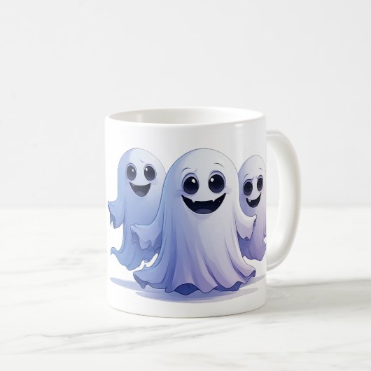 かわいいハロウィンの幽霊トリオ 友好的な笑顔 👻 コーヒーマグカップ (正面右)