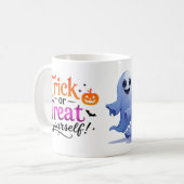かわいいハロウィンの幽霊トリオ 友好的な笑顔 👻 コーヒーマグカップ (正面左)