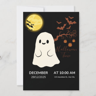 かわいいハロウィンの幽霊パーティー招待状 招待状