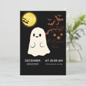 かわいいハロウィンの幽霊パーティー招待状 招待状 (スタンド正面)