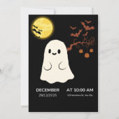 かわいいハロウィンの幽霊パーティー招待状 招待状 (裏面)