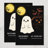 かわいいハロウィンの幽霊パーティー招待状 招待状 (正面/裏面)