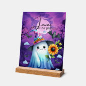 かわいいハロウィンの幽霊パーティー1歳の誕生日 アクリルサイン (傾斜)