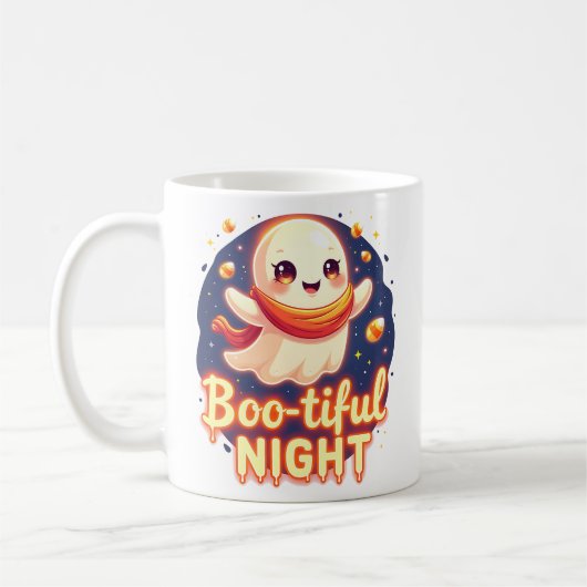 かわいいハロウィンの幽霊マグカップ お化けの夜 コーヒーマグカップ (左)