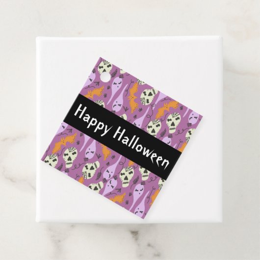 かわいいハロウィンの幽霊 コウモリ ドクロ 落書き パターン フェイバータグ (インサイチュ)
