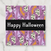 かわいいハロウィンの幽霊 コウモリ ドクロ 落書き パターン フェイバータグ (正面)