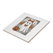 かわいいハロウィンの幽霊 ビンテージの彫刻Tシャツ デザイン タイル (側面)