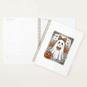 かわいいハロウィンの幽霊 ビンテージの彫刻Tシャツ デザイン プランナー手帳 (ディスプレー)