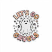 かわいいハロウィンの幽霊、「レッツゴー・ガールズ!」 シール (正面)